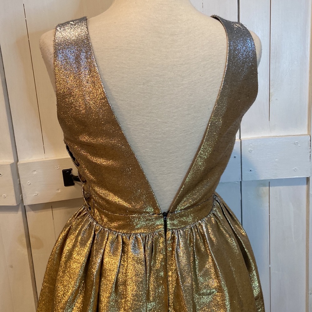 Sandro Goldie Gold V Neck Corset Dress - Picture 4 of 6